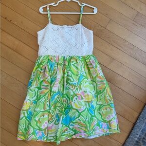 Lilly Pulitzer Green and White Floral Kids Dress